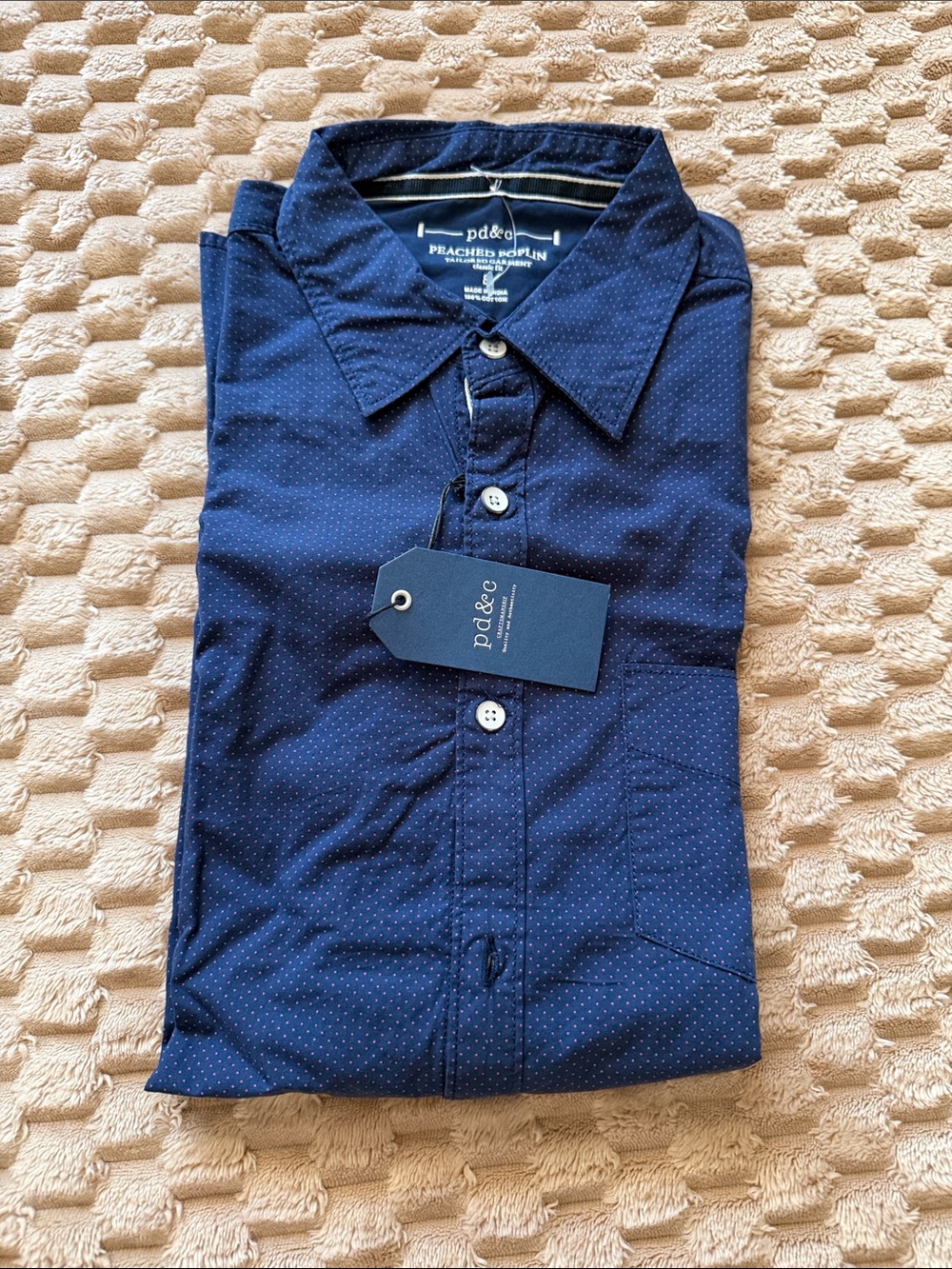 PD&C Men's Navy Blue Microdot Button-Down Shirt
